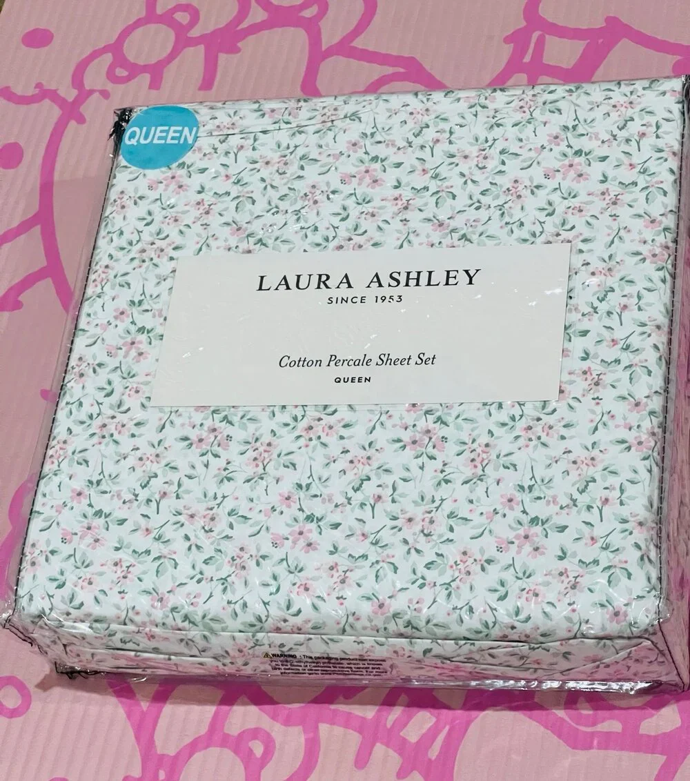 NWT❤️Laura Ashley -Cotton Percale QUEEN Bedding Sheet Set